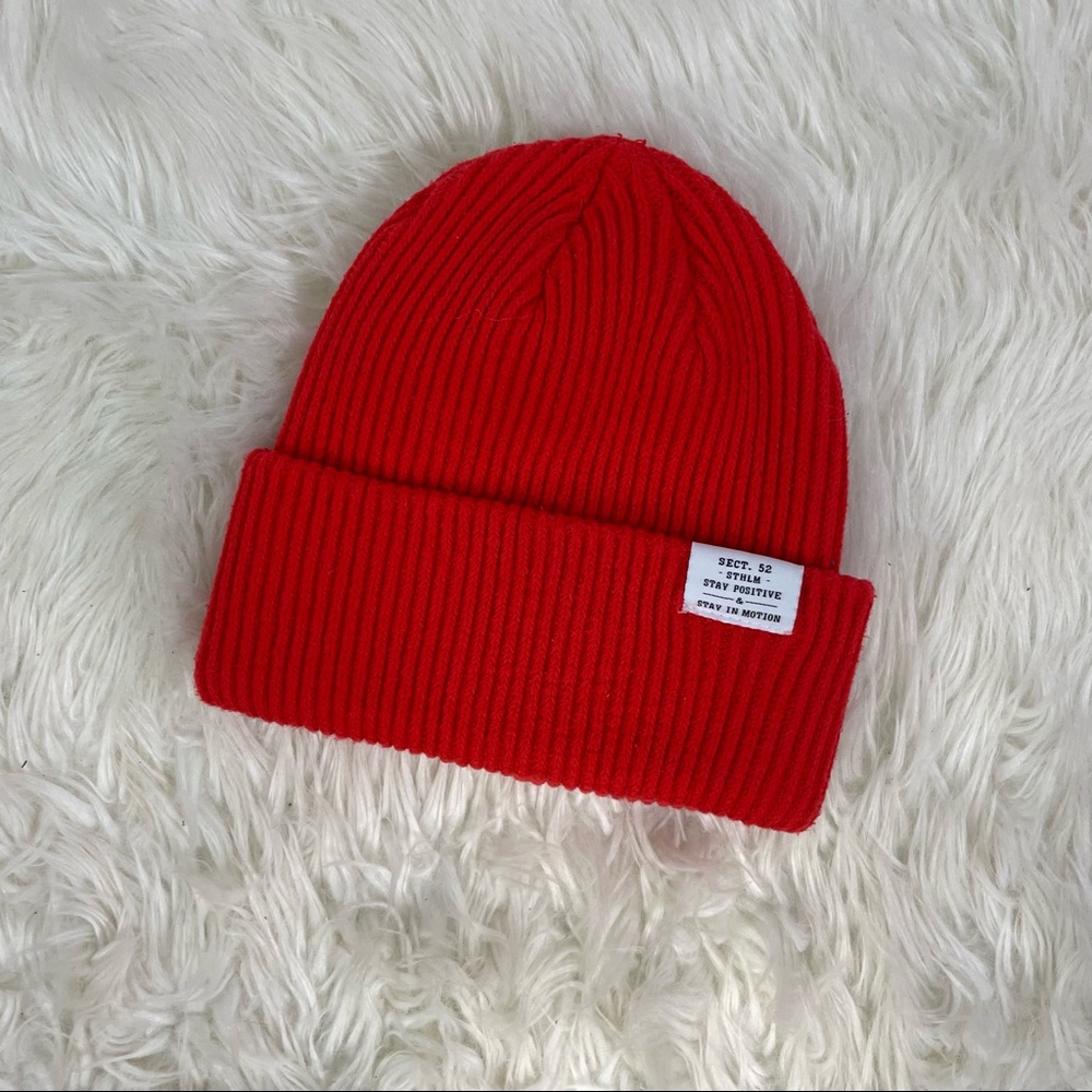H&M Rib-knit Red Beanie